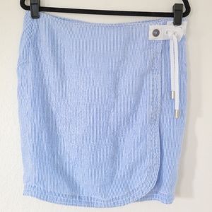 ESCALES PARIS Striped Linen Wrap Skirt L.